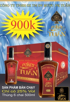 Rượu Thảo Dược Poker Tuấn - Thùng 6 chai